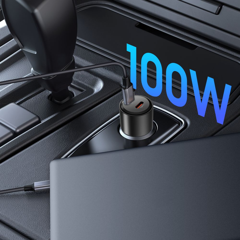 Incarcator Auto Tech-Protect CC03, 100W, 3.25A, 2 x USB-C, Negru