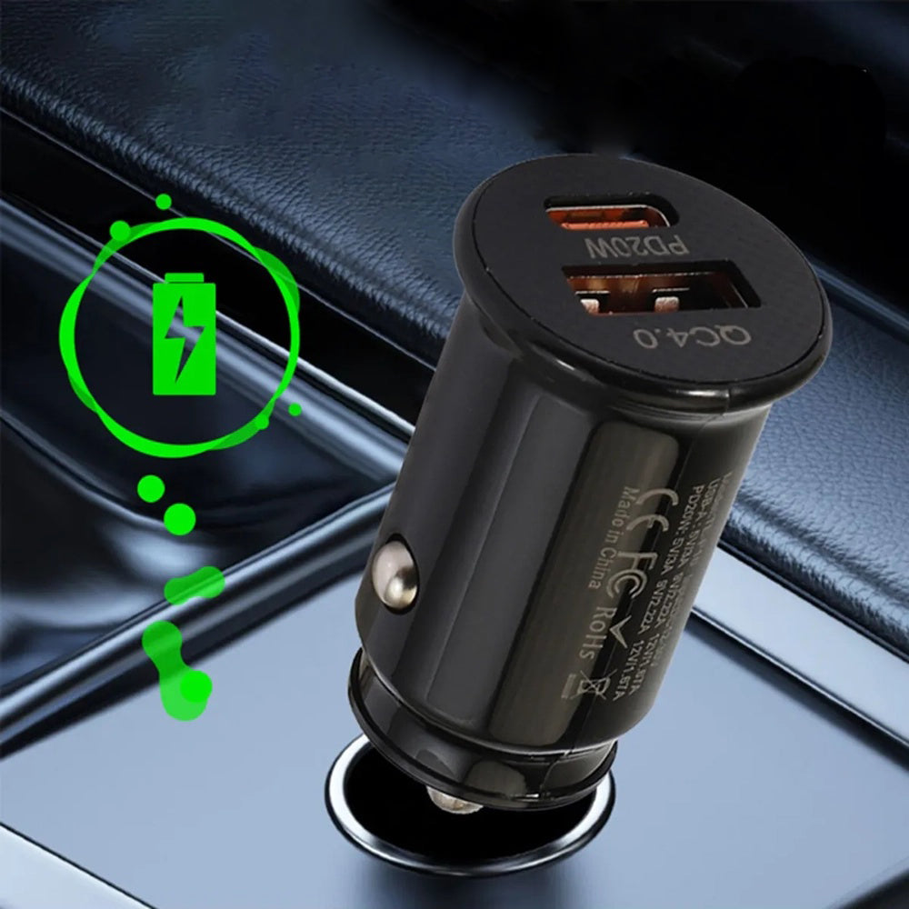 Incarcator Auto Techsuit C4 MiniFuseX, 20W, 3A, 1 x USB-A - 1 x USB-C, Negru