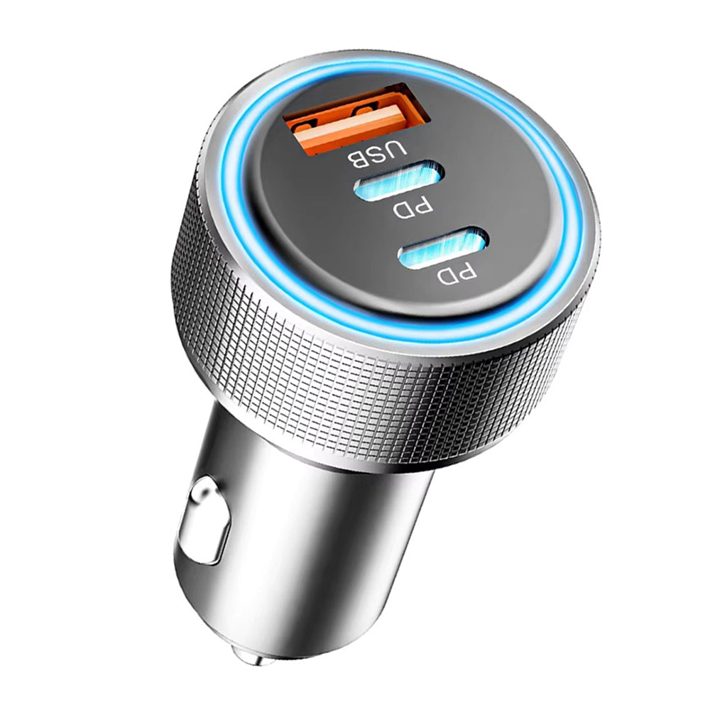 Incarcator Auto Techsuit C6 DriveBoost, 60W, 3A, 1 x USB-A - 2 x USB-C, Argintiu
