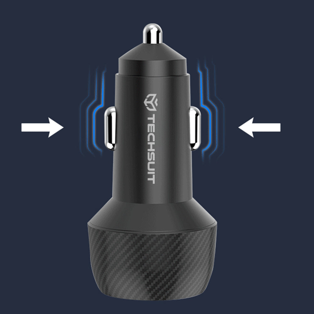 Incarcator Auto Techsuit C7 CarbonVolt, 48W, 3A, 1 x USB-A - 1 x USB-C, Negru