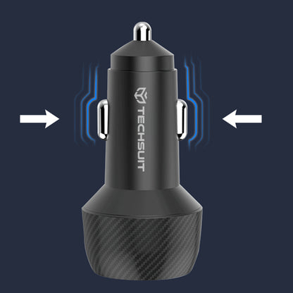 Incarcator Auto Techsuit C7 CarbonVolt, 48W, 3A, 1 x USB-A - 1 x USB-C, Negru