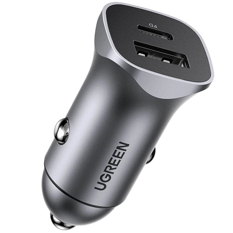Incarcator Auto UGREEN CD130, 30W, 3A, 1 x USB-A - 1 x USB-C, Gri