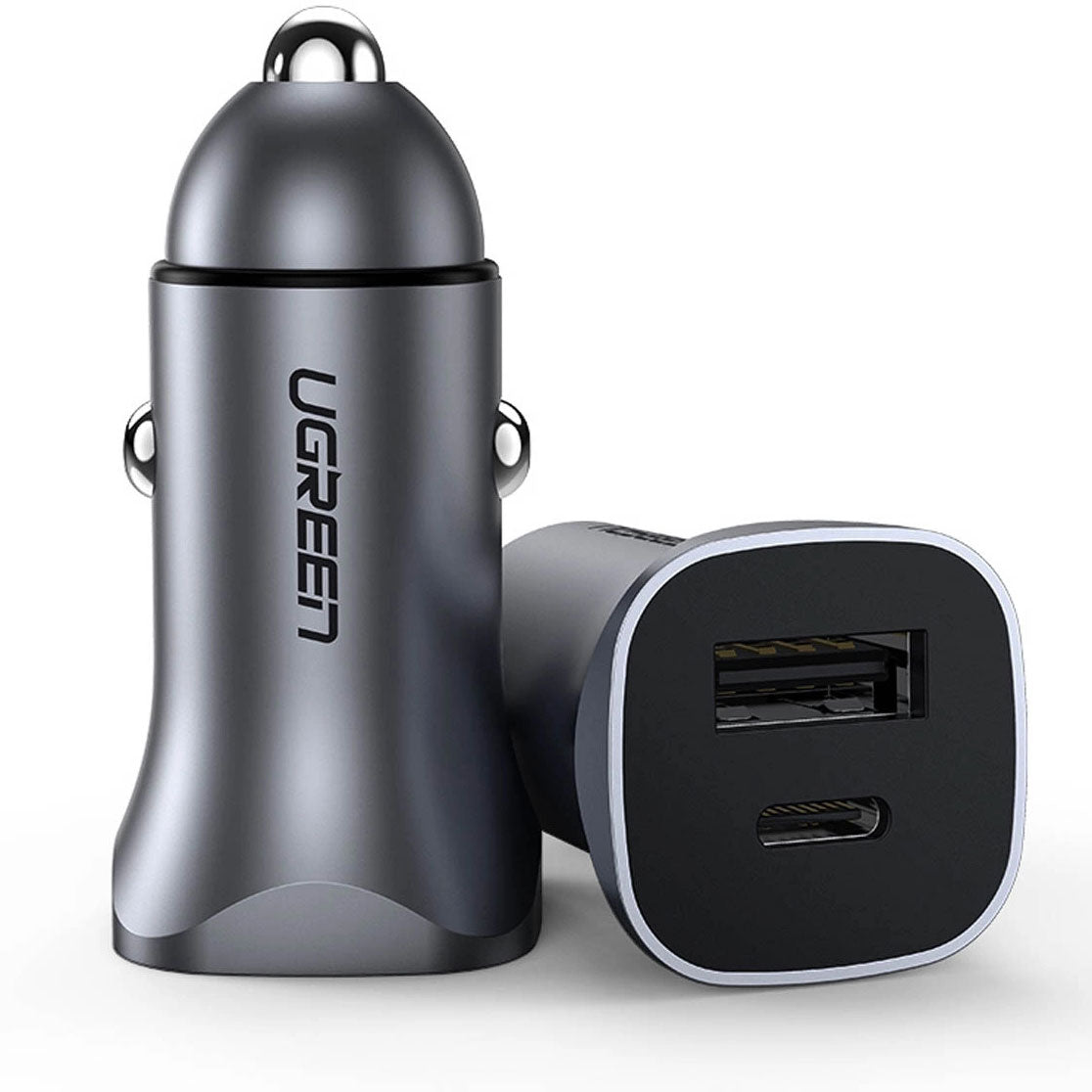 Incarcator Auto UGREEN CD130, 30W, 3A, 1 x USB-A - 1 x USB-C, Gri
