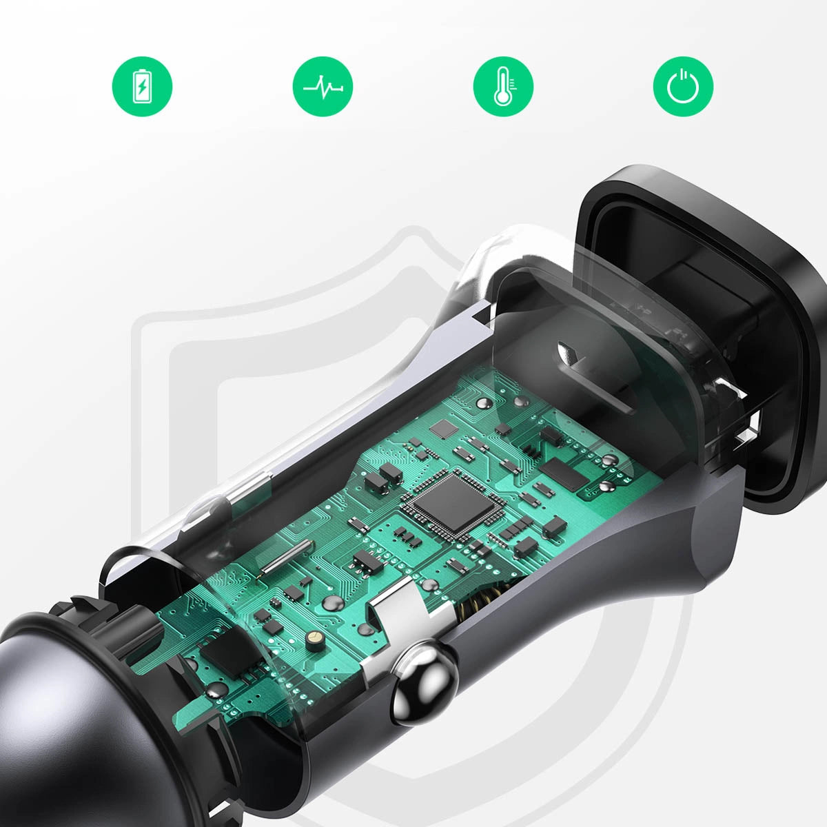 Incarcator Auto UGREEN CD130, 30W, 3A, 1 x USB-A - 1 x USB-C, Gri