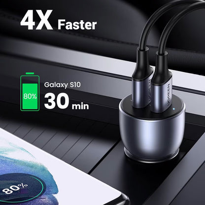 Incarcator Auto UGREEN CD213, 36W, 3A, 2 x USB-A, Gri