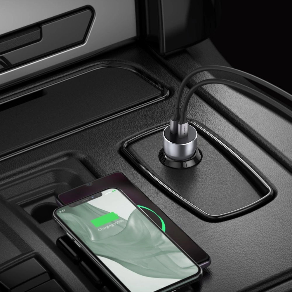 Incarcator Auto UGREEN CD213, 36W, 3A, 1 x USB-A - 1 x USB-C, Gri