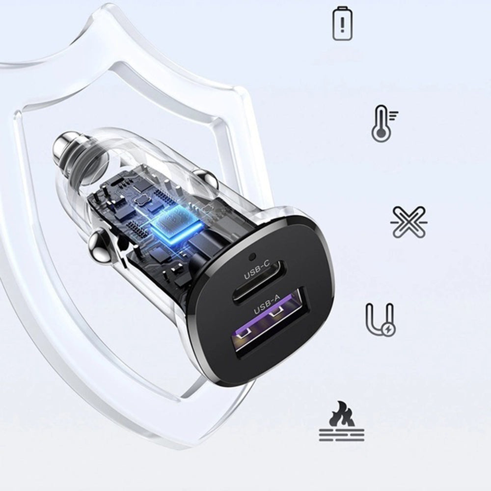 Incarcator Auto UGREEN EC305, 30W, 3A, 1 x USB-A - 1 x USB-C, Negru