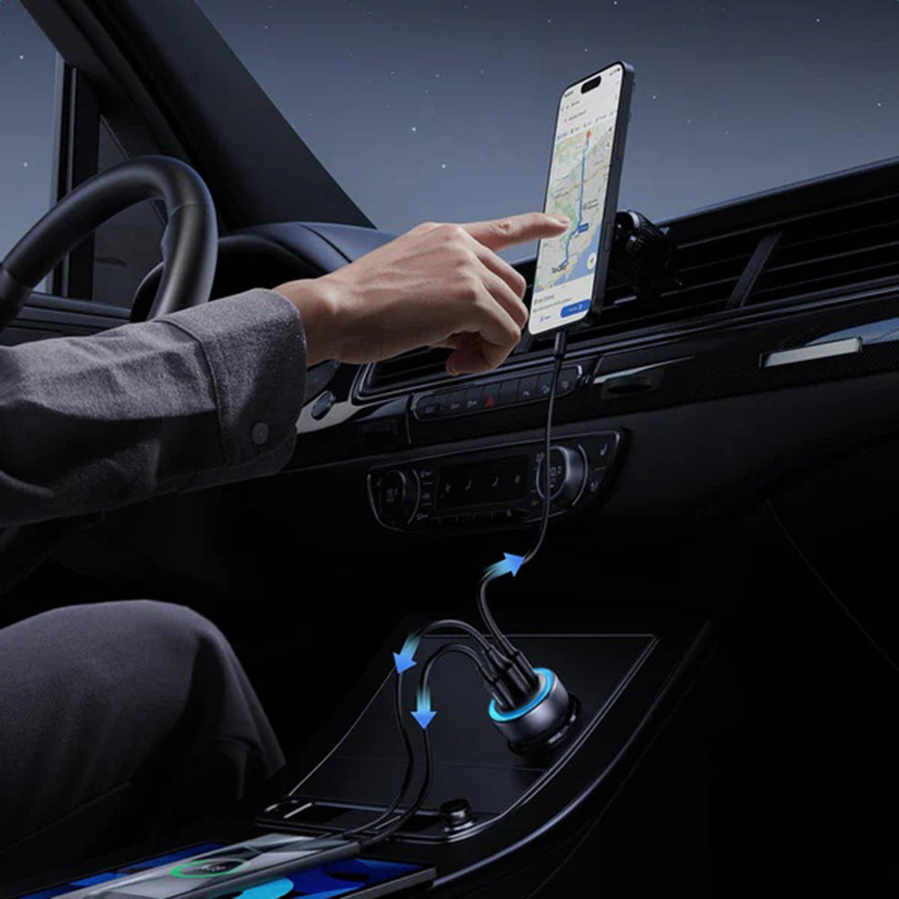 Incarcator Auto UGREEN EC307, 30W, 3A, 1 x USB-A - 2 x USB-C, Gri