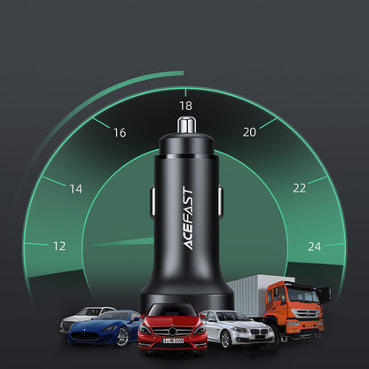 Incarcator Auto Acefast B2, 72W, 3A, 2 x USB-C, Negru