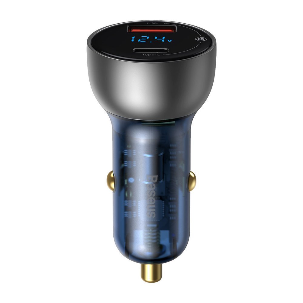 Incarcator Auto Baseus, 63W, 5A, 1 x USB-A - 1 x USB-C, Argintiu CCKX-C0A