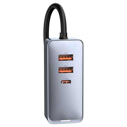 Incarcator Auto Baseus Share Together, 120W, 3A, 3 x USB-A - 1 x USB-C, Gri CCBT-B0G