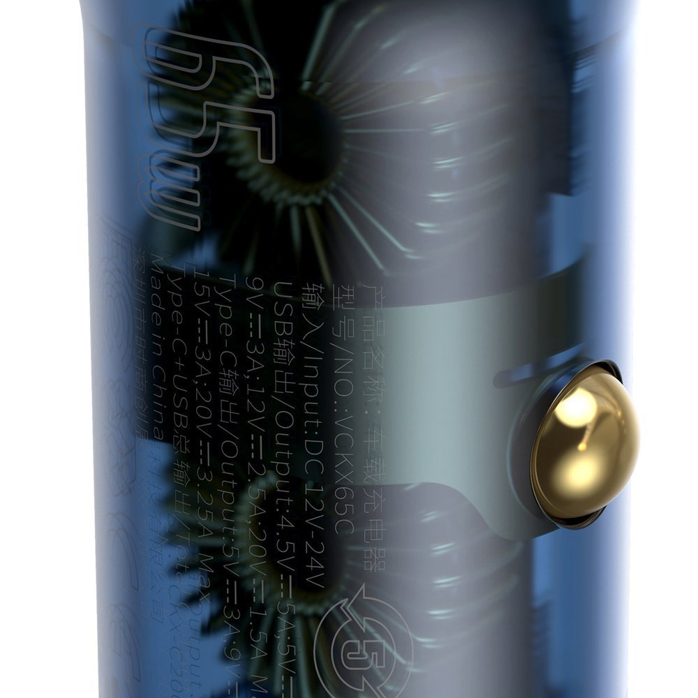 Incarcator Auto Baseus, 63W, 5A, 1 x USB-A - 1 x USB-C, Argintiu CCKX-C0A