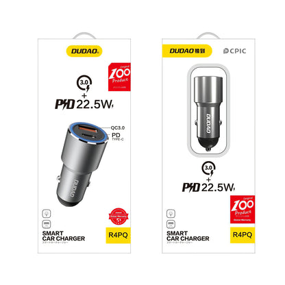Incarcator Auto USB Dudao R4PQ, 1 X USB - 1 X USB Tip-C, 22.5 W, Quick Charge - Power Delivery, Gri