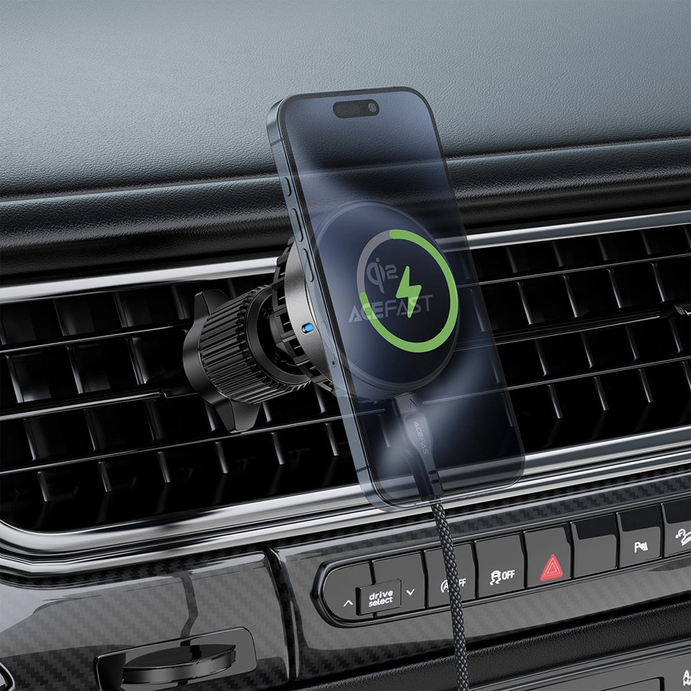 Incarcator Auto Wireless Acefast D40, 15W, 1.67A, Gri