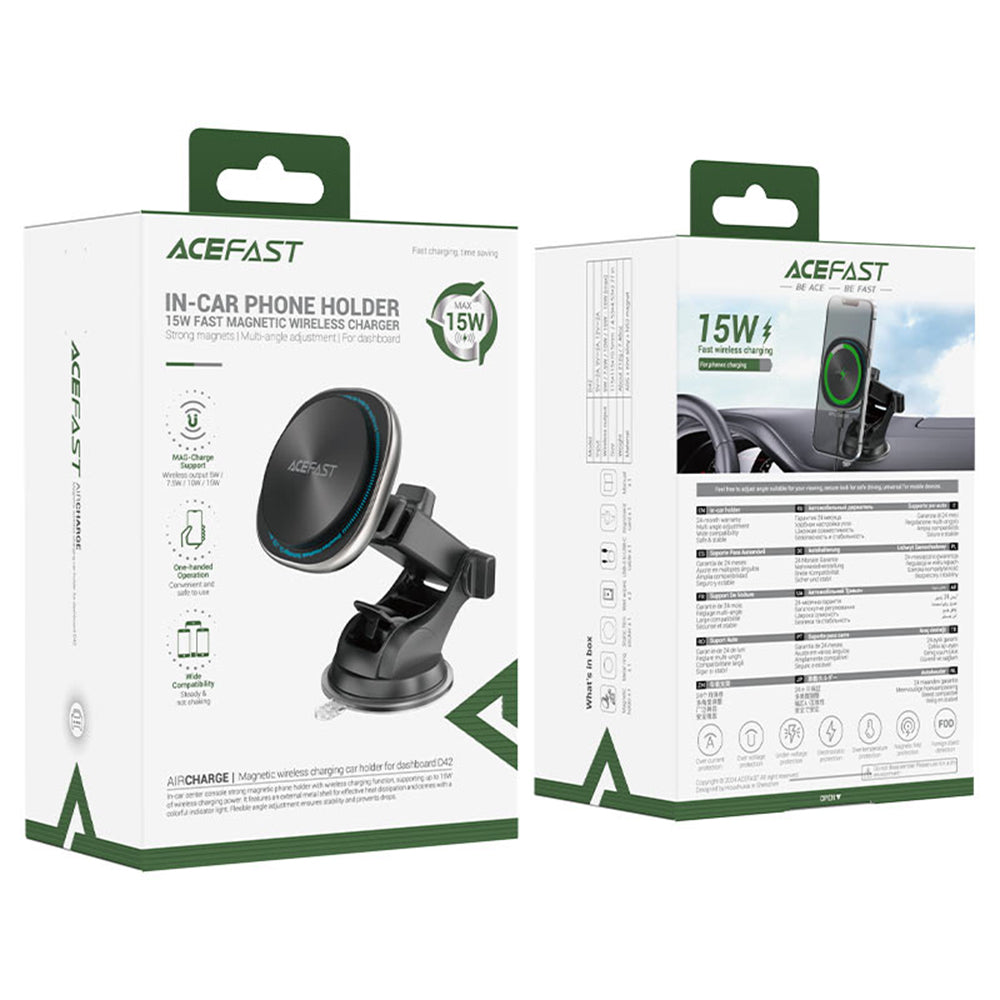 Incarcator Auto Wireless Acefast D42, 15W, 1.67A, Argintiu