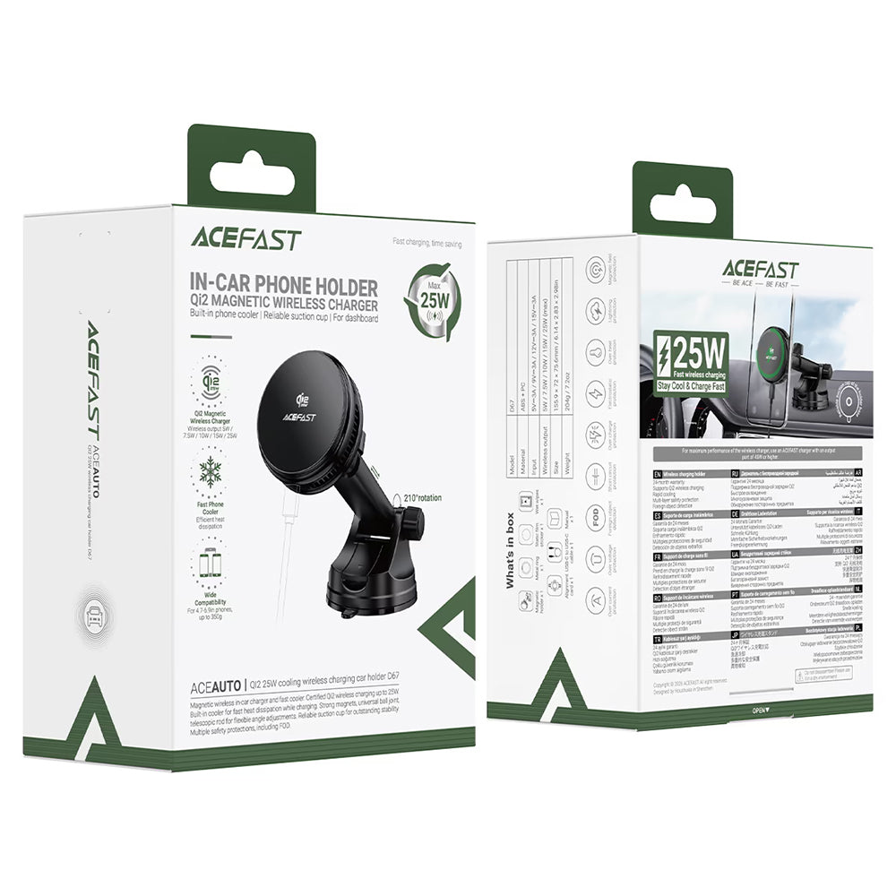 Incarcator Auto Wireless Acefast D67, 25W, Negru