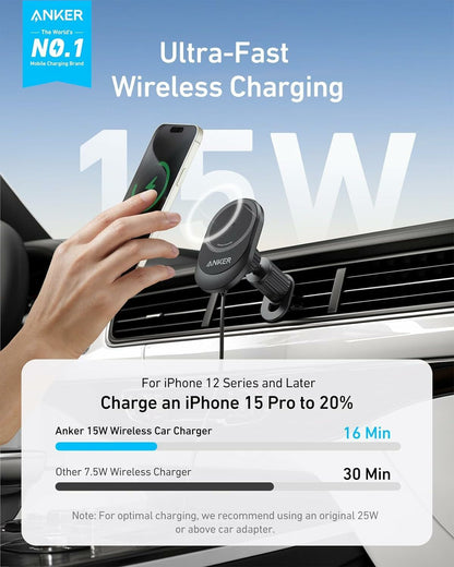Incarcator Auto Wireless Anker MagGo, 15W, 1.67A, Negru B2932G11