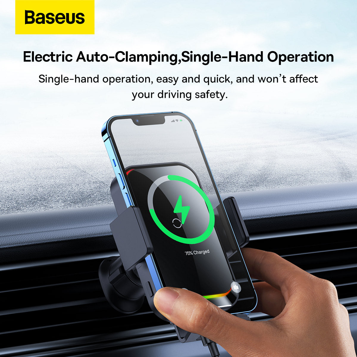 Incarcator Auto Wireless Baseus Halo, 15W, 1.67A, Negru SUDD000001
