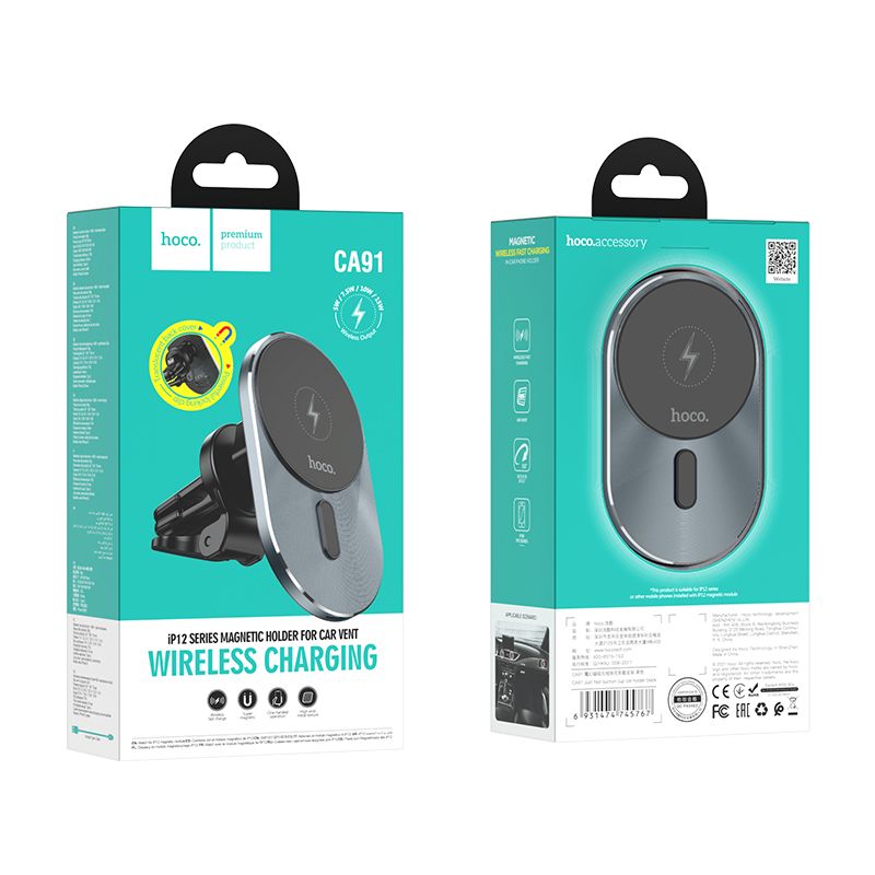 Incarcator Auto Wireless HOCO CA91, 15W, 1.67A, Negru