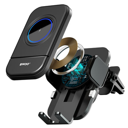 Incarcator Auto Wireless BWOO ZJ137, 15W, 1.67A, Negru