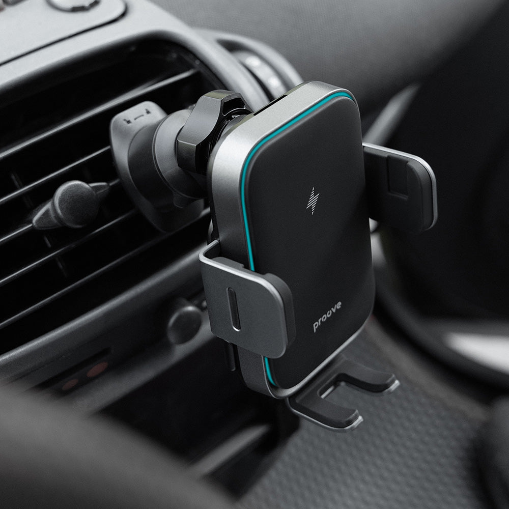 Incarcator Auto Wireless Proove Triple Clamp Pro, 15W, 1.67A, Gri WHTP15010004