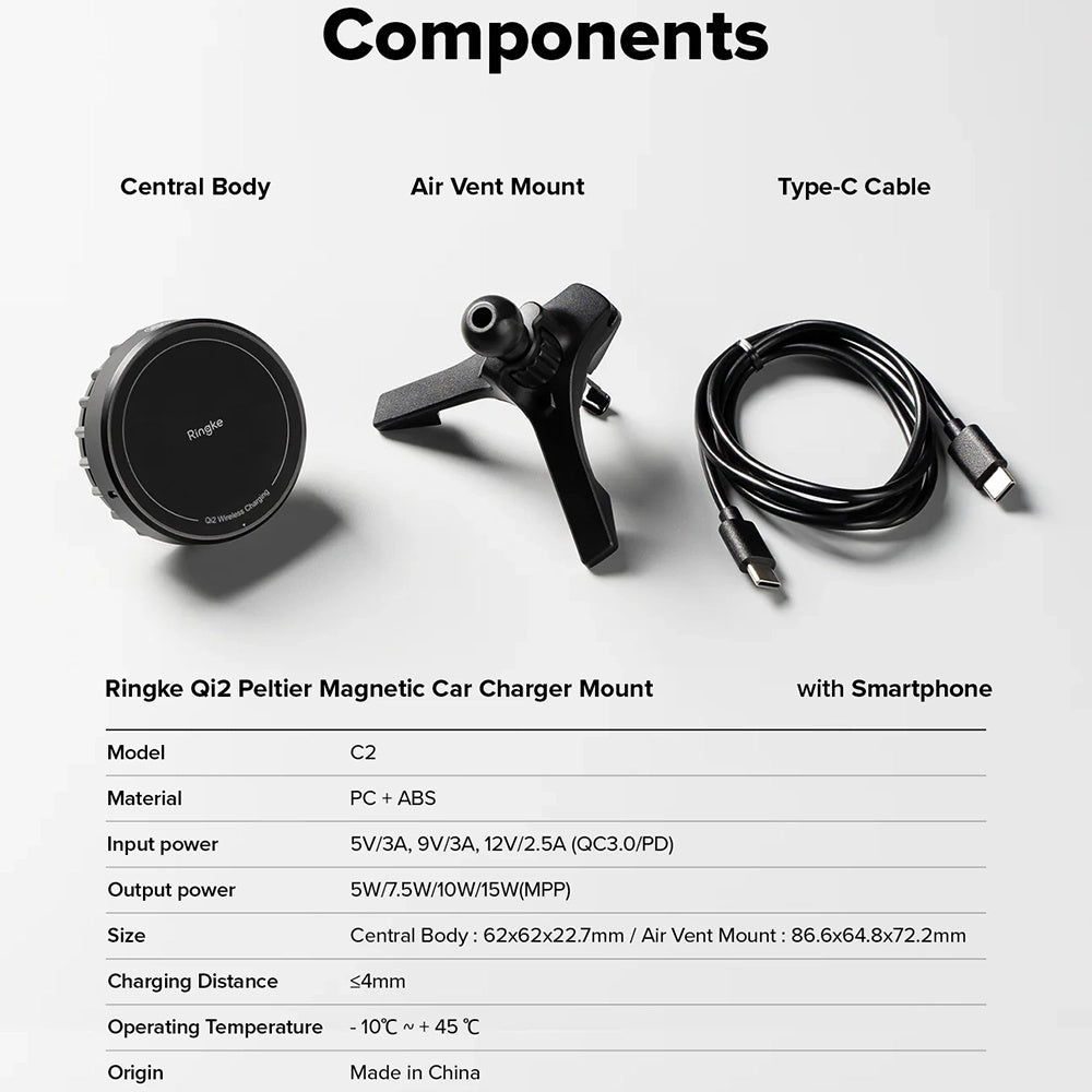 Incarcator Auto Wireless Ringke, 15W, 1.67A, Negru