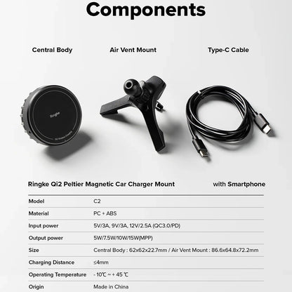 Incarcator Auto Wireless Ringke, 15W, 1.67A, Negru