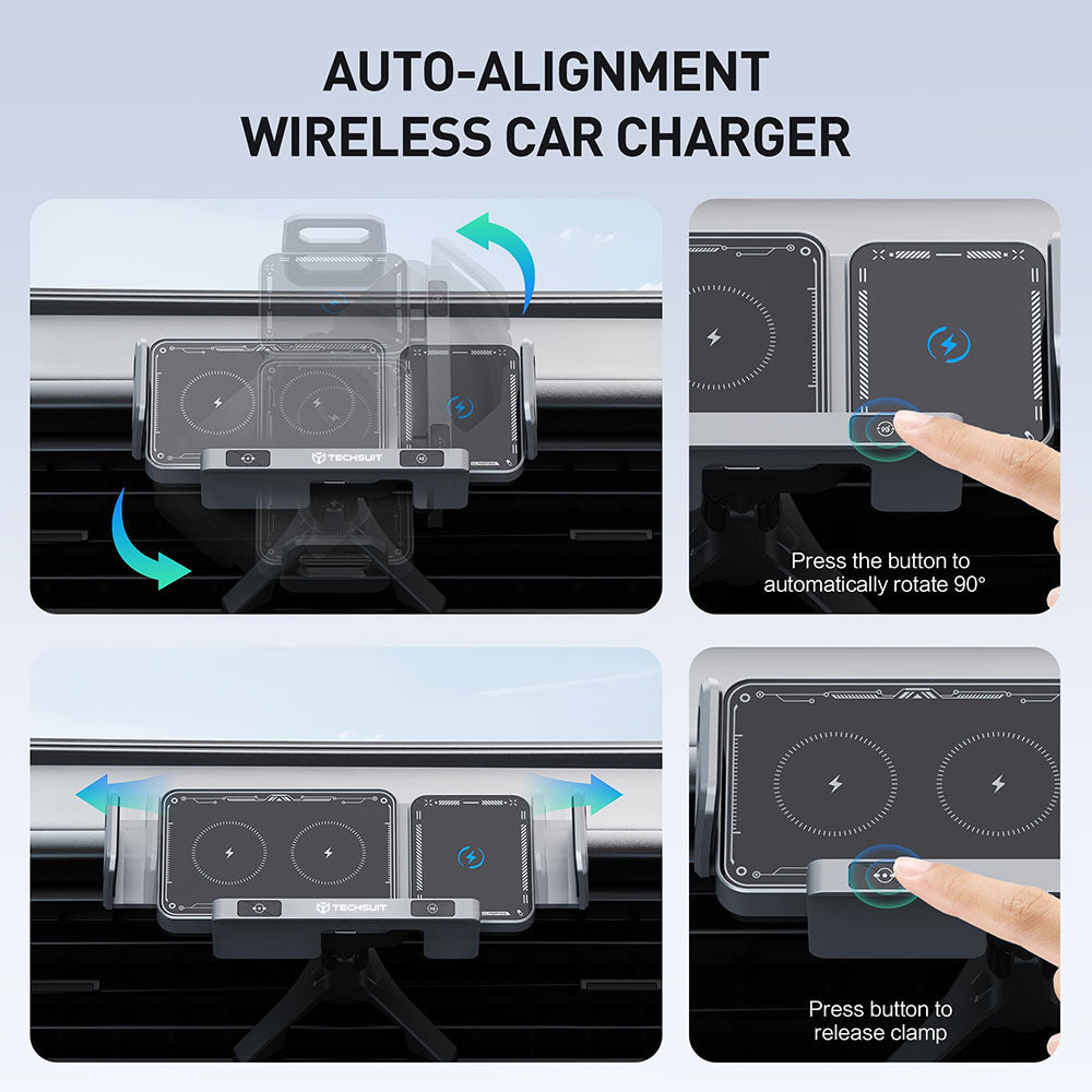 Incarcator Auto Wireless Techsuit SW1 ModoDock, 15W, 1.67A, Negru