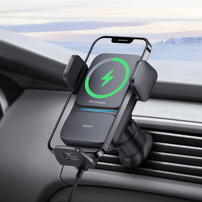 Incarcator Auto Wireless Baseus Wisdom, 15W, 1.67A, Negru CGZX000001