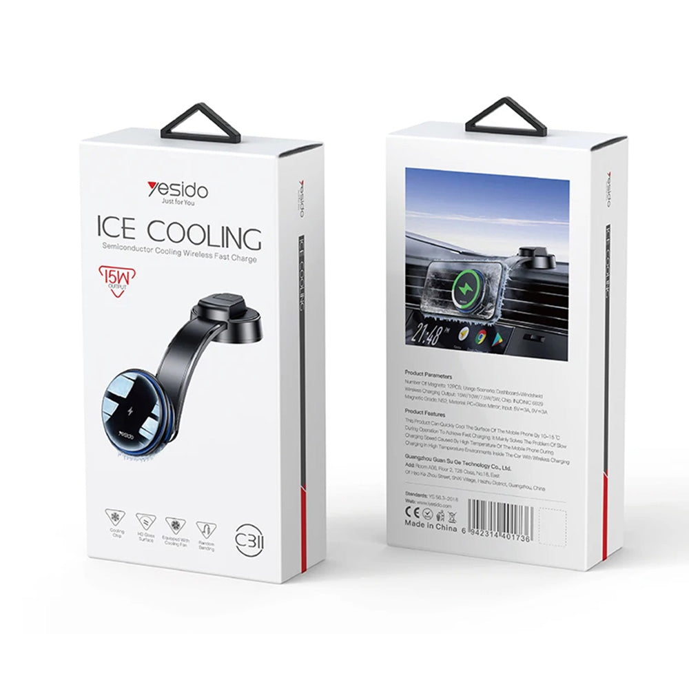 Incarcator Auto Wireless Yesido C311, 15W, 1.67A, Negru