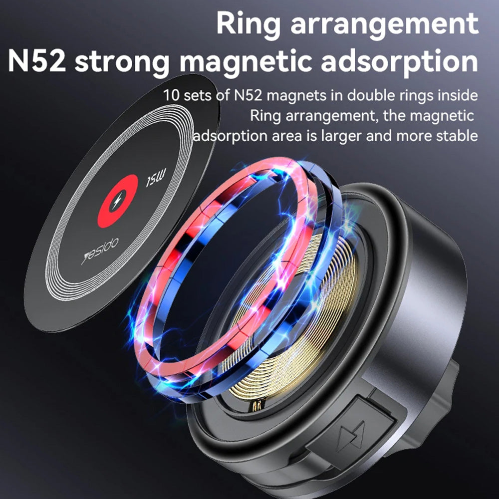 Incarcator Auto Wireless Yesido C314, 15W, 1.67A, Negru