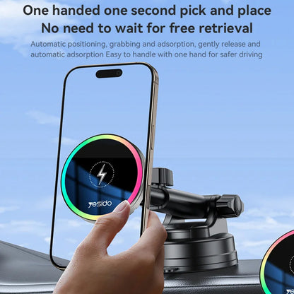 Incarcator Auto Wireless Yesido C315, 15W, 1.67A, Negru