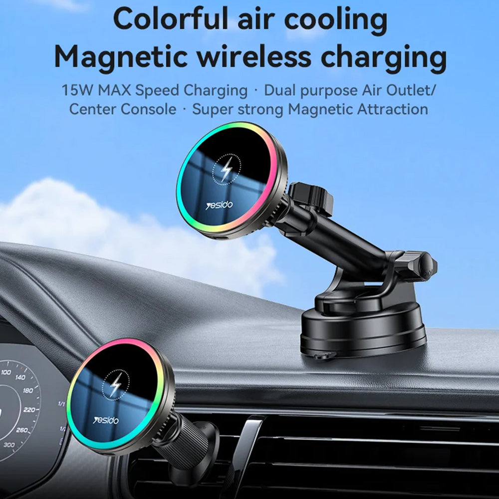 Incarcator Auto Wireless Yesido C315, 15W, 1.67A, Negru