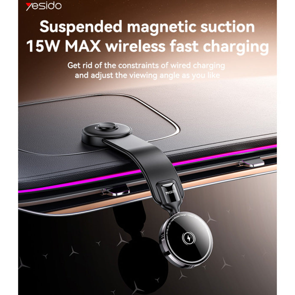 Incarcator Auto Wireless Yesido C316, 15W, 1.67A, Negru