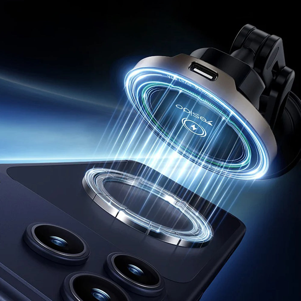 Incarcator Auto Wireless Yesido C317, 15W, 1.67A, Negru
