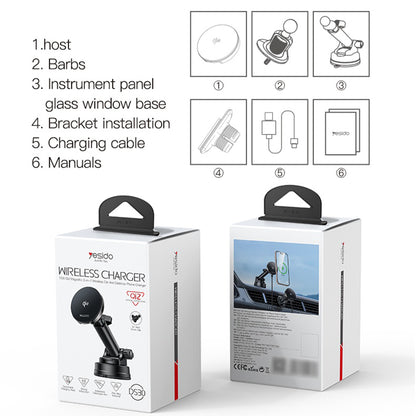 Incarcator Auto Wireless Yesido DS30, 15W, 1.67A, Negru