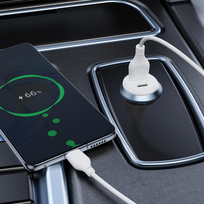 Incarcator Auto XO Design CC69, 30W, 3A, 1 x USB-A - 1 x USB-C, Alb