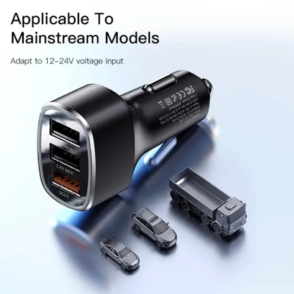 Incarcator Auto Yesido Y46, 42W, 3A, 3 x USB-A, Negru