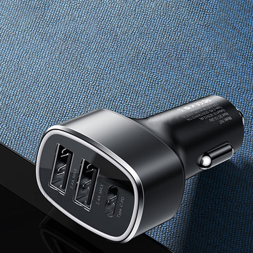 Incarcator Auto Yesido Y47, 49W, 3A, 2 x USB-A - 1 x USB-C, Negru