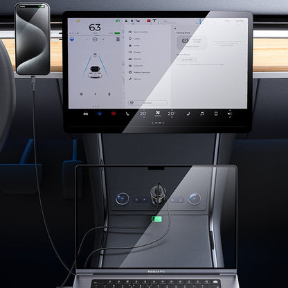 Incarcator Auto Yesido Y65, 100W, 5A, 1 x USB-A - 1 x USB-C, Negru