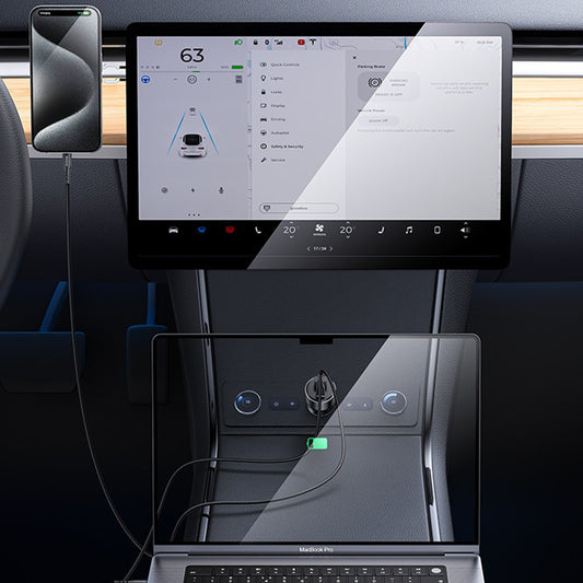 Incarcator Auto Yesido Y65, 100W, 5A, 1 x USB-A - 1 x USB-C, Negru