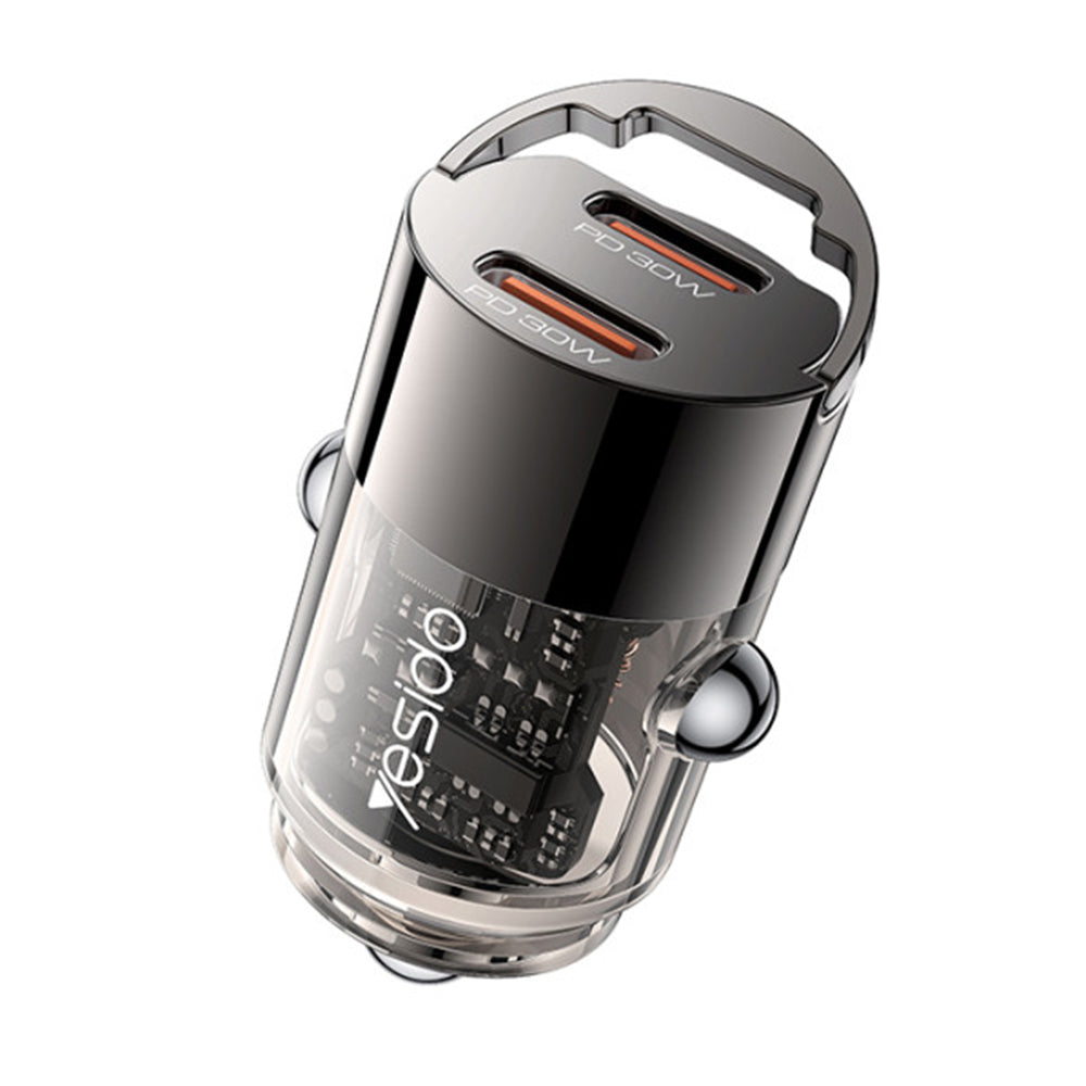 Incarcator Auto Yesido Y69, 30W, 3A, 2 x USB-C, Negru