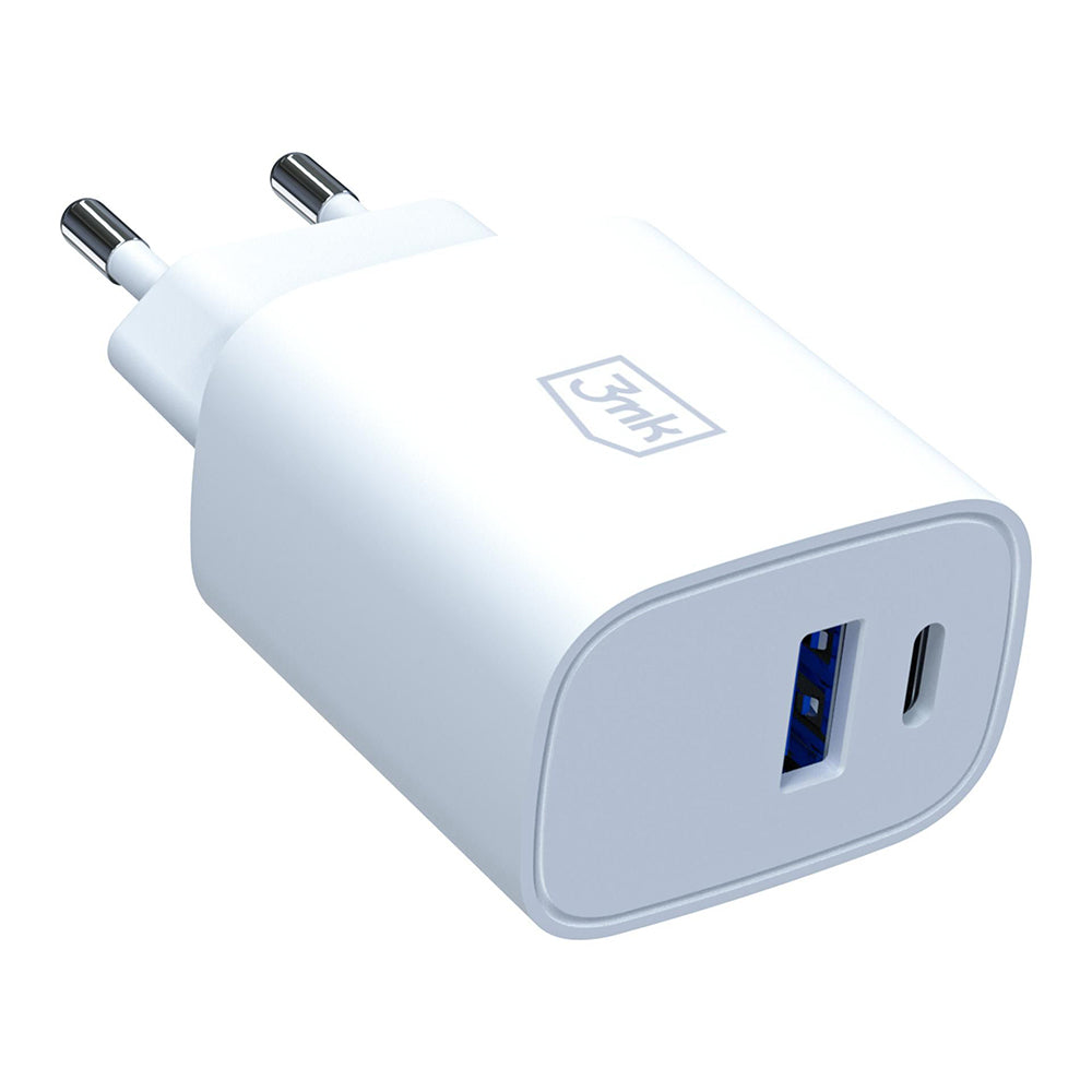 Incarcator Retea 3MK FlowPower, 30W, 1 x USB-A - 1 x USB-C, Alb