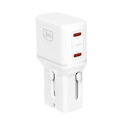 Incarcator Retea 3MK Globe Travel, 45W, 3A, 2 x USB-C, Alb
