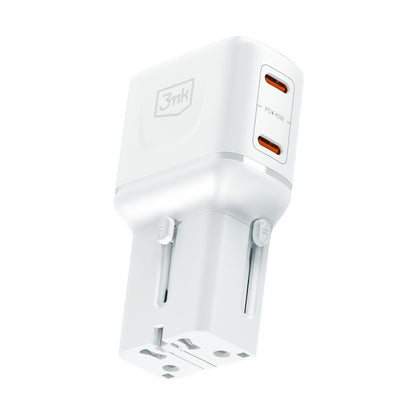 Incarcator Retea 3MK Globe Travel, 45W, 3A, 2 x USB-C, Alb