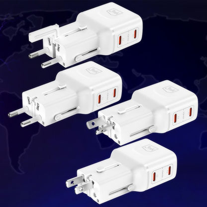 Incarcator Retea 3MK Globe Travel, 45W, 3A, 2 x USB-C, Alb
