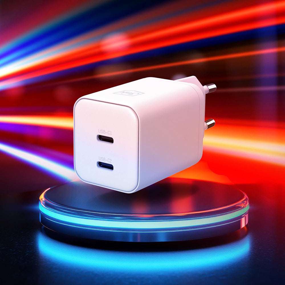 Incarcator Retea 3MK Hyper, 45W, 2 x USB-C, Alb