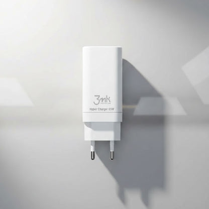Incarcator Retea 3MK HyperCharger, 65W, 5A, 1 x USB-A - 2 x USB-C, Alb