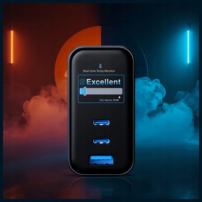 Incarcator Retea 3MK InCharge Lumin Display, 67W, 5A, 1 x USB-A - 2 x USB-C, Negru