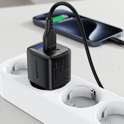 Incarcator Retea Acefast A116 Display, 35W, 3A, 1 x USB-A - 1 x USB-C, Negru